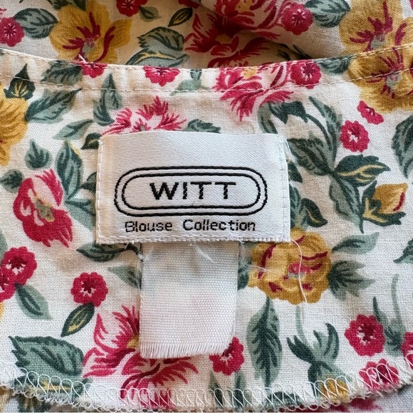 Vintage Witt Floral Sleeveless Cotton Midi Dress Cottagecore Apron Style M Retro - Picture 4 of 8